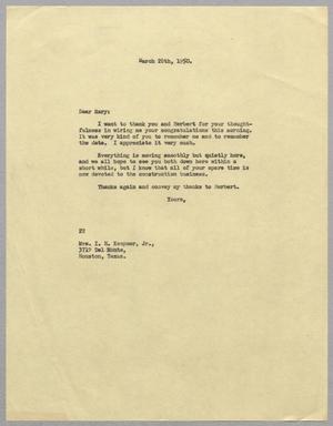 [Letter from Daniel W. Kempner to Mary Josephine Carroll, March 28, 1950]