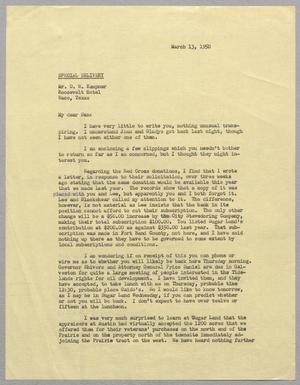 [Letter from I. H. Kempner to D. W. Kempner, March 13, 1950]
