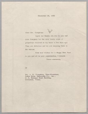 [Letter from Daniel W. Kempner to J. G. Tompkins, December 26, 1950]