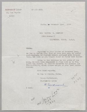 [Letter from Parfumerie Lubin to Jeane Bertig Kempner, December 11, 1950]