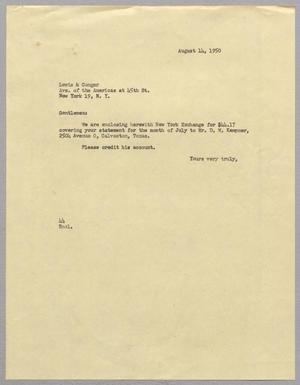 [Letter from A. H. Blackshear, Jr. to Lewis & Conger, August 14, 1950]
