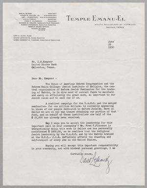 [Letter from Temple Emanuel to I. H. Kempner, June 28, 1950]