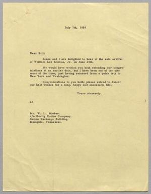 [Letter from D. W. Kempner to W. L. Minkus, July 7, 1950]