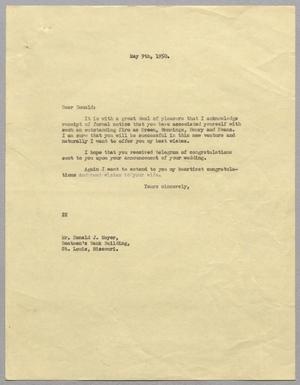 [Letter from D. W. Kempner to Donald J. Meyer, May 9, 1950]