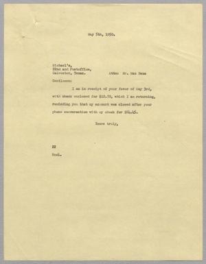 [Letter from Daniel W. Kempner to Michael's, May 5, 1950]