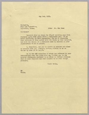 [Letter from D. W. Kempner to Michael's, May 2nd, 1950]