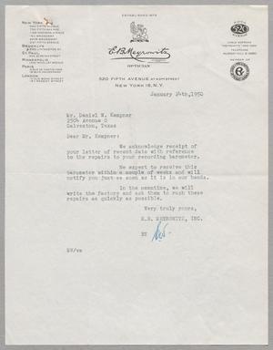 [Letter from E. B. Meyrowitz to D. W. Kempner, January 24th, 1950]
