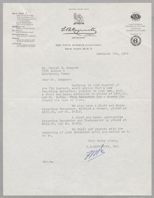[Letter from E. B. Meyrowitz to D. W. Kempner, December 9th, 1949]