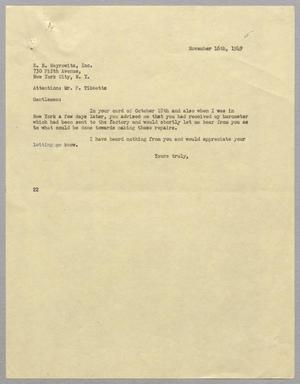 [Letter from D. W. Kempner to E. B. Meyrowitz, November 16th, 1949]
