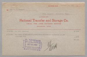 [Invoice for Bill Rendered and the Transfer of Household Goods, October 1950]