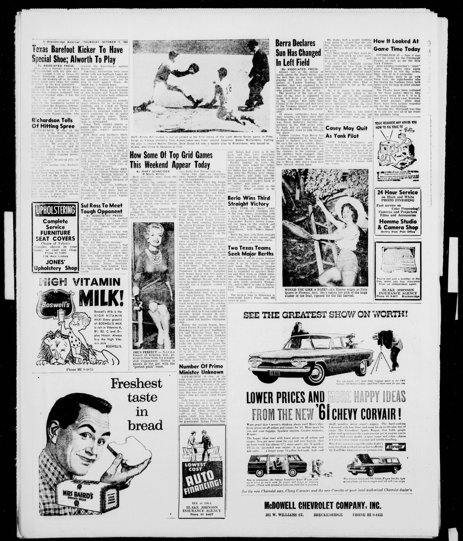 Breckenridge American (Breckenridge, Tex.), Vol. 41, No. 32, Ed. 1 Thursday, October 13, 1960
                                                
                                                    [Sequence #]: 4 of 8
                                                