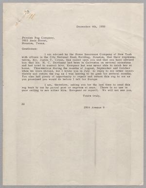 [Letter from Daniel W. Kempner to Persian Rug Company, December 4, 1950]