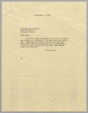 [Letter from Daniel W. Kempner to Persian Rug Company, November 9, 1950]