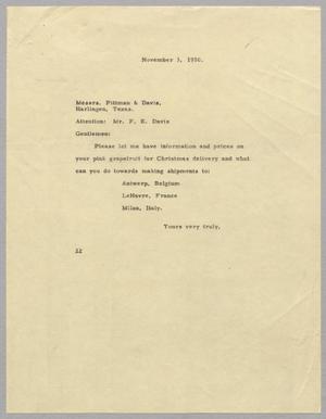 [Letter from Daniel W. Kempner to Pittman & Davis, November 3, 1950]