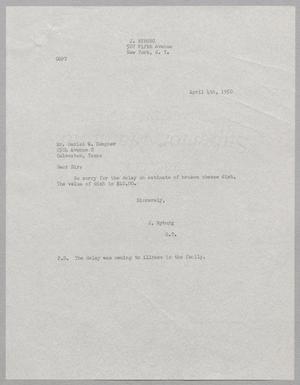 [Letter from J. Nyburg to Daniel W. Kempner, April 4th, 1950]