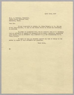 [Letter from Daniel W. Kempner to A. J. Peterson, April 11th, 1950]