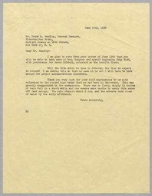 [Letter from Daniel W. Kempner to the Ritz-Carlton Hotel, June 19, 1950]