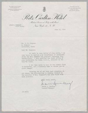 [Letter from the Ritz-Carlton Hotel to Daniel W. Kempner, June 12, 1950]
