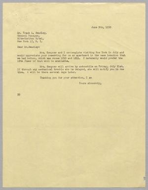 [Letter from Daniel W. Kempner to the Ritz-Carlton Hotel, June 9, 1950]