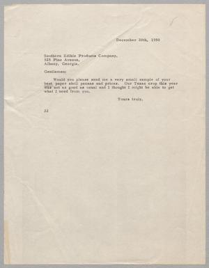 [Letter from D. W. Kempner to Southern Edible Products Company, December 20, 1950]