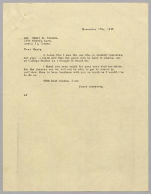 [Letter from D. W. Kempner to Henry B. Stenzel, November 10, 1950]