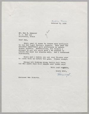 [Letter from Henryk B. Stenzel to D. W. Kempner, October 3, 1950]