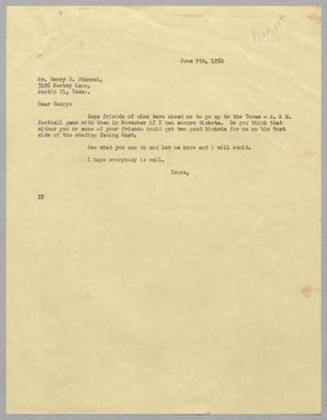 [Letter from D. W. Kempner to Henry B. Stenzel, June 9, 1950]