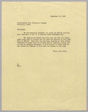 [Letter from A. H. Blackshear, Jr. to Southwestern Bell Telephone Company, September 15, 1950]