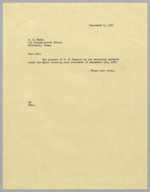 [Letter from A. H. Blackshear, Jr. to T. J. Smith, September 5, 1950]]