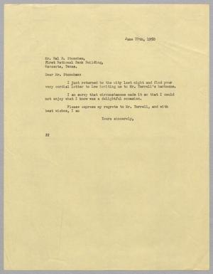 [Letter from Daniel W. Kempner to Hal B. Stoneham, June 20, 1950]