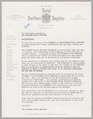 [Letter from Southern Social Register to Daniel W. Kempner, 1950]
