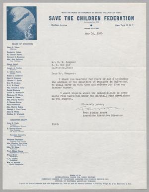 [Letter from Fred Atkins Moore to Daniel W. Kempner, May 10, 1950]