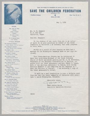[Letter from Save The Children Federation to Daniel W. Kempner, May 3, 1950]