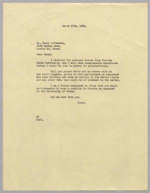 [Letter from Daniel W. Kempner to Henry B. Stenzel, March 27, 1950]