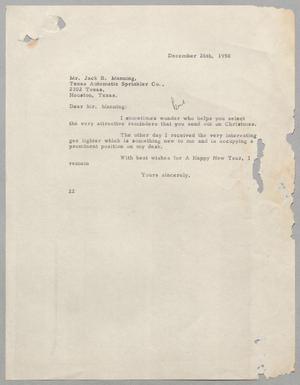 [Letter from D. W. Kempner to Jack B. Manning, December 26, 1950]