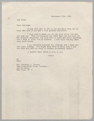 [Letter from D. W. Kempner to Oakleigh L. Thorn, December 27, 1950]