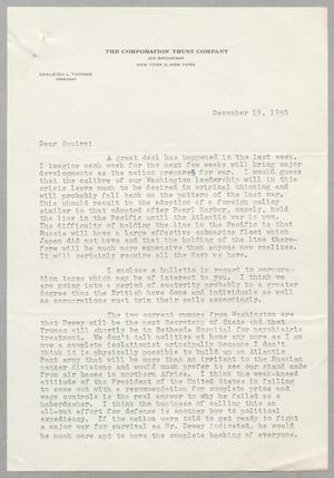 [Letter from Oakleigh L. Thorne to Daniel W. Kempner, December 19, 1950]