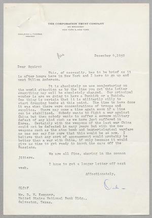 [Letter from Oakleigh L. Thorne to D. W. Kempner, December 4, 1950]