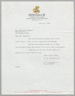 [Letter from A. Pastorini to D. W. Kempner, July 11th, 1950]