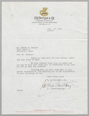[Letter from C. Johnstone Rough to D. W. Kempner, June 14th, 1950]