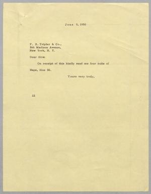 [Letter from D. W. Kempner to F. R. Tripler & Co., June 9th, 1950]