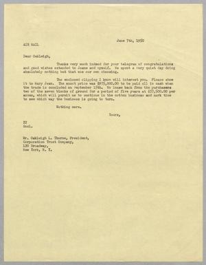 [Letter from Daniel W. Kempner to Mary Jean Kempner, June 7, 1950]