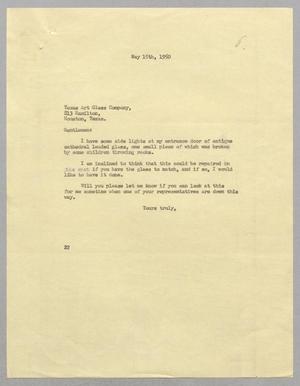 [Letter from D. W. Kempner to Texas Art Glass Company, May 15, 1950]
