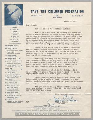 [Letter from the Save the Children Federation, March 29, 1950]