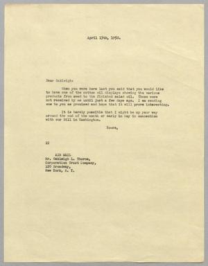 [Letter from Daniel W. Kempner to Mary Jean Kempner, April 13, 1950]