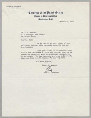 [Letter from Clark W. Thompson to Daniel W. Kempner, January 24, 1950]