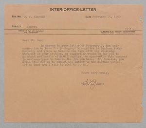 [Inter-Office Letter from Thomas L. James to D. W. Kempner, February 15, 1950]