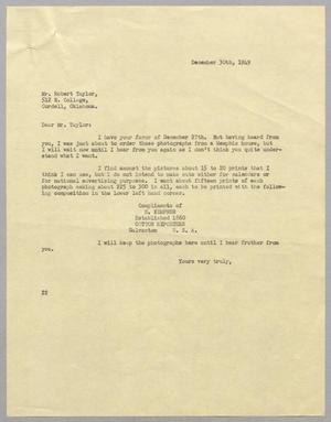 Primary view of object titled '[Letter from Daniel W. Kempner to Robert Taylor, December 30, 1949]'.