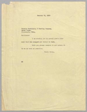 [Letter from D. W. Kempner to Textile Rectifying & Weaving Company, January 16, 1950]