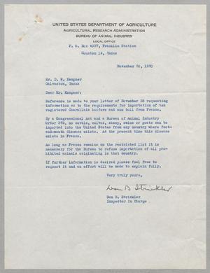 Primary view of object titled '[Letter from Don B. Strickler to Daniel W. Kempner, November 30, 1950]'.